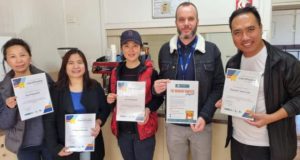 migrants gaining job skills through coffee making