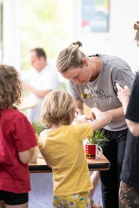 Teaching children how to create a bee habitat