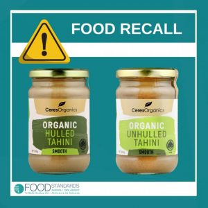Recall ordered for Ceres Organics Tahini products sold in Victoria